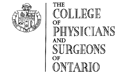 Logo of The College of Physicians and Surgeons of Ontario for Brampton Women's Clinic certification.